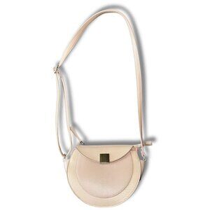 Nude Crossbody Bag Half Circle Faux Leather